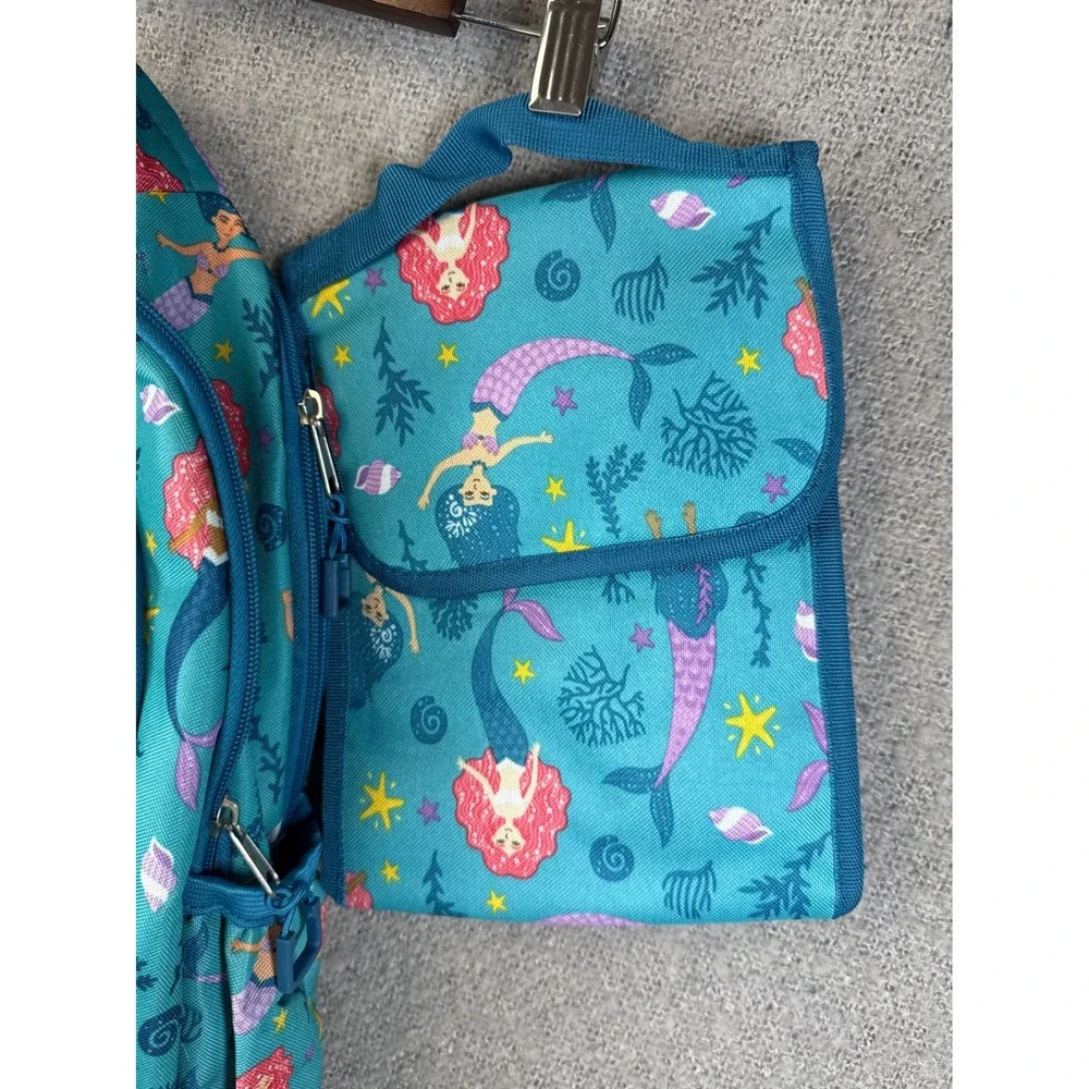 New Crckt Mermaid 3 Piece Backpack Lunch Kit Accessory Pouch Kids School Set NWT